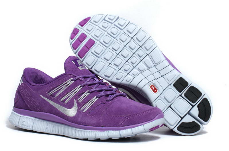 Nike Free 5.0 Fourrure Des Chaussures Des Femmes Violet Blanc